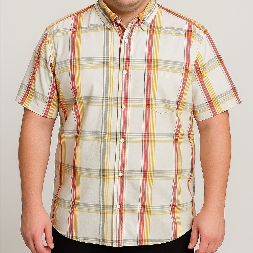 Vintage Tommy Hilfiger Plaid Short Sleeve Button Down Shirt Sz XXL